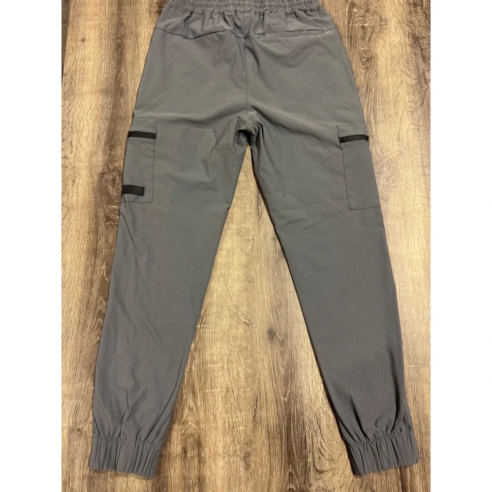 Aeropostale Mens Grey Tech Cargo Jogger Pants Size S Drawstring Tapered Leg